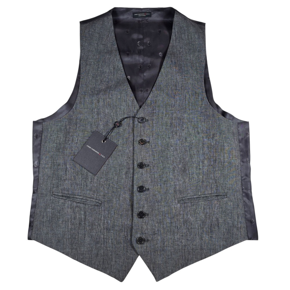 John Varvatos Star USA Gray 100% Linen Belted Suit Vest Men's M NO SIZE TAG NWT